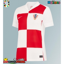 Camisa de Futebol Croácia Equipamento Principal Mulheres Europeu 2024 Manga Curta